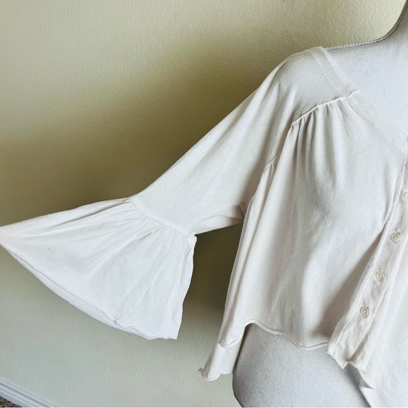 Free People White Sweet Little Tee Button Up Blouse - Picture 5 of 13